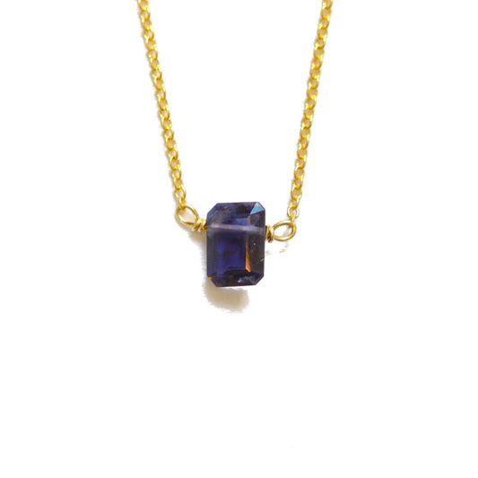 Emerald Cut Iolite 14k Gold Necklace
