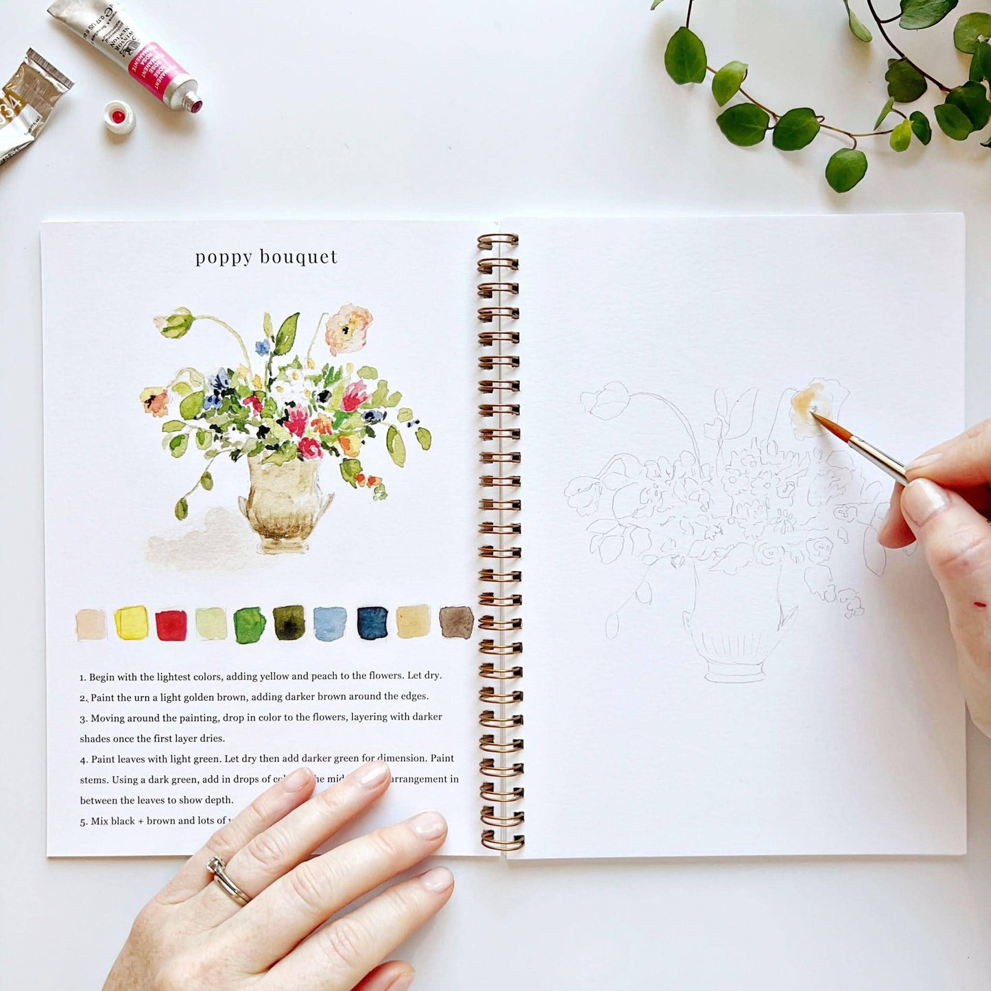 Bouquets Watercolor Workbook by Watercolor Artist Emily Lex