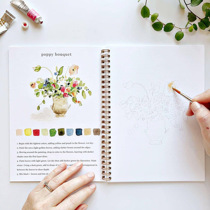 Bouquets Watercolor Workbook by Watercolor Artist Emily Lex