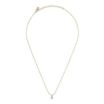 White Sapphire Teardrop on 14k Gold Vermeil Diamond-Cut Chain Necklace