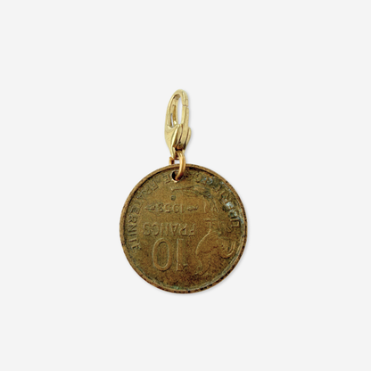 1953 French Marianne Coin 14kt Gold Vermeil Paper Clip Necklace