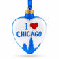 I Love Chicago Heart Blown-Glass Hand Painted Christmas Ornament