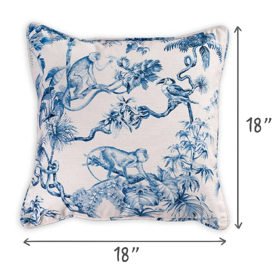 Panama Blue Decorative Throw Pillow With Feather Insert