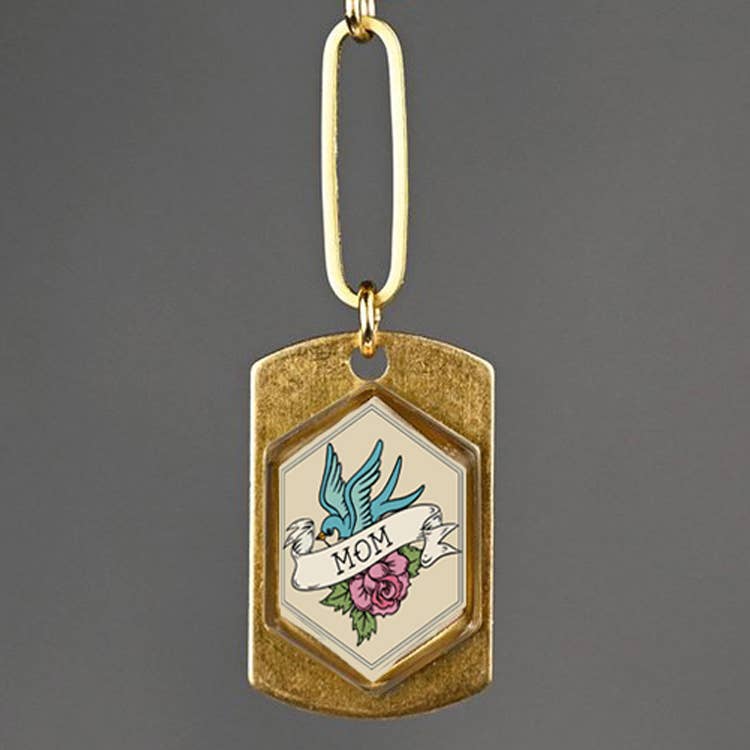 Mom Tattoo Resin Enamel Necklace