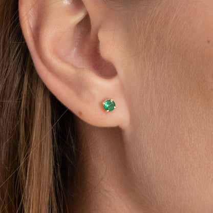 Natural Emerald 14k Gold Vermeil Stud Earrings