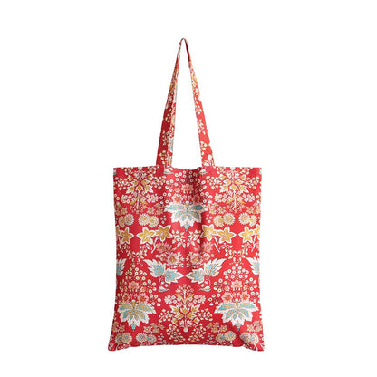 Red Floral 100% Cotton Tote Bag