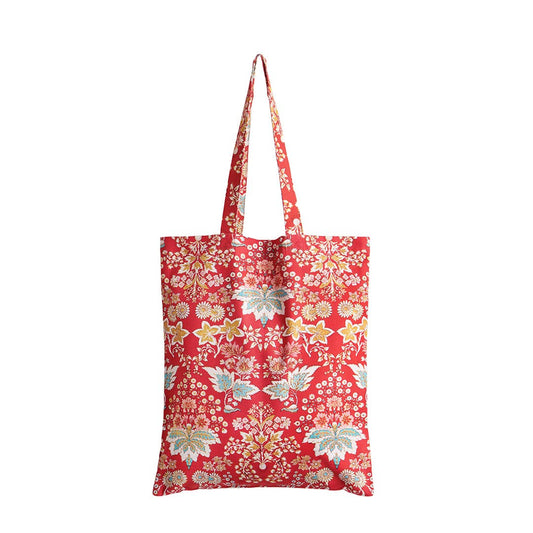 Red Floral 100% Cotton Tote Bag