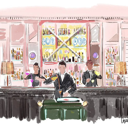 Martini O’Clock at the Connaught Framed Art Print by Rebecca Meixner