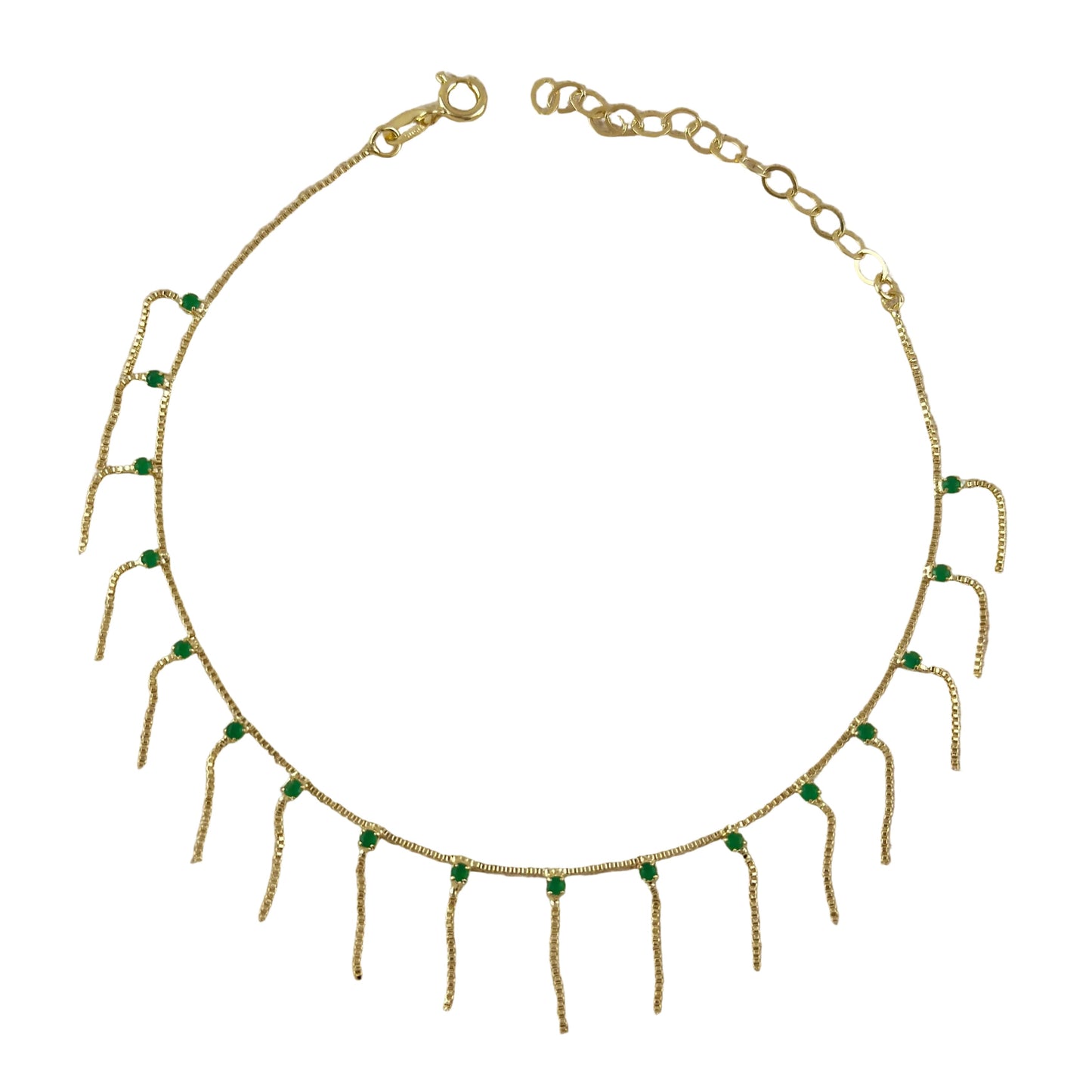 Emerald Green Crystals & 18K Gold Filled Anklet