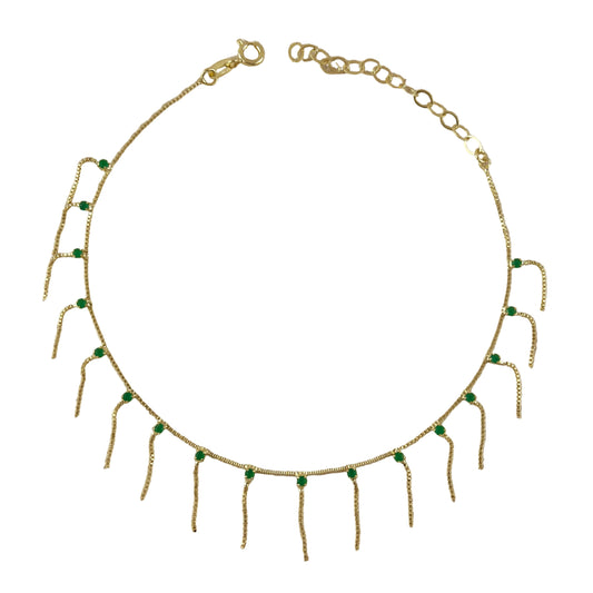 Emerald Green Crystals & 18K Gold Filled Anklet