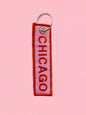 Chicago Pink & Orange Embroidered Keychain