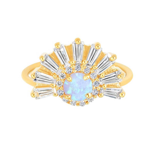 Lab Opal 18kt Gold Vermeil Halo Ring - Size 6