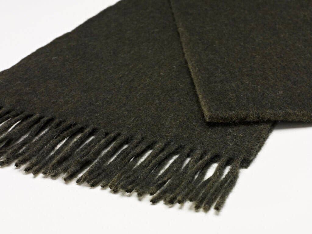 Dark Moss Green Merino Wool Scarf - Made in England