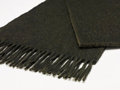 Dark Moss Green Merino Wool Scarf - Made in England