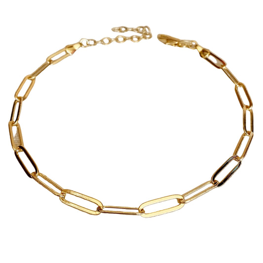 18k Gold Filled Classic Paperclip Chain Anklet