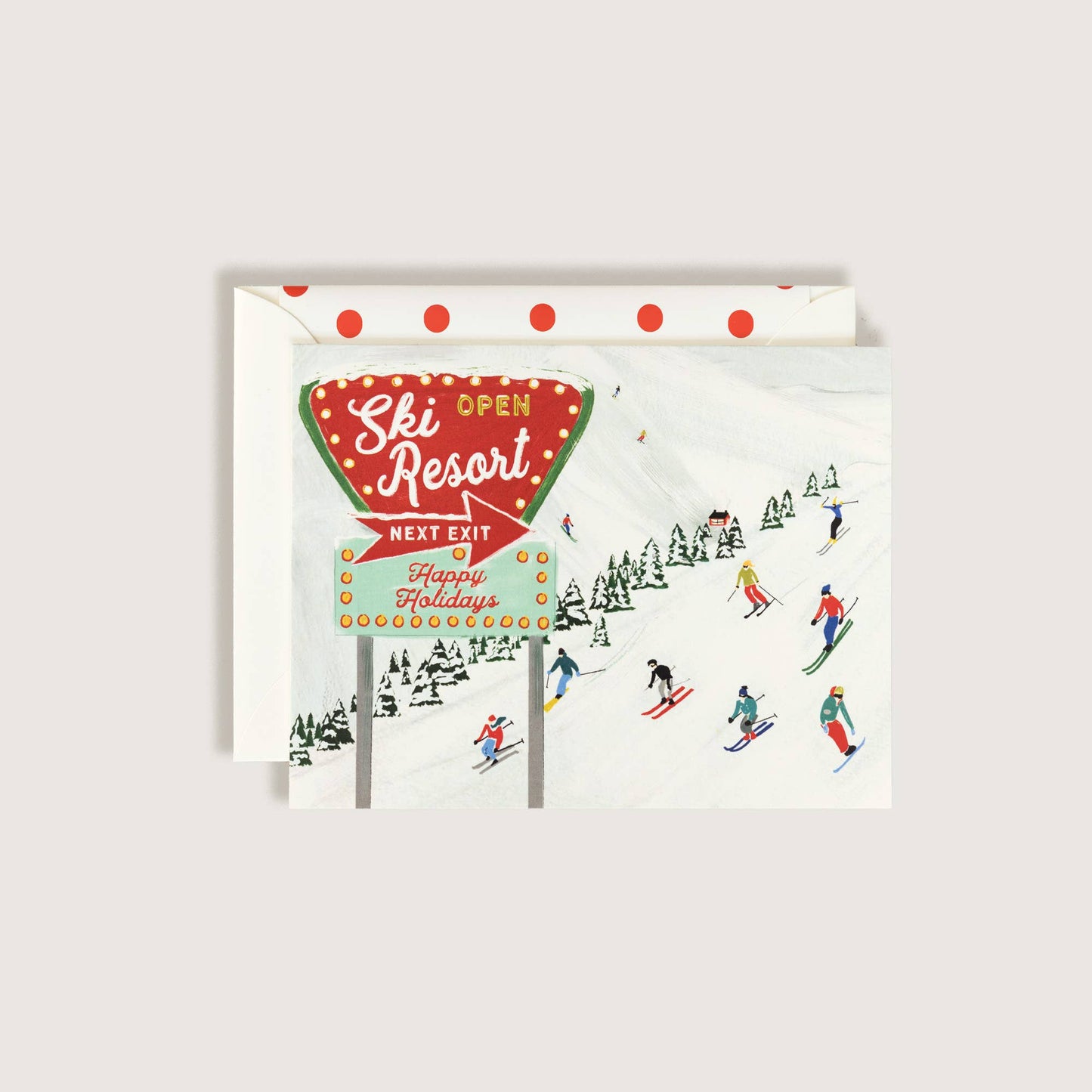 Christmas Holiday Ski Resort Greeting Card