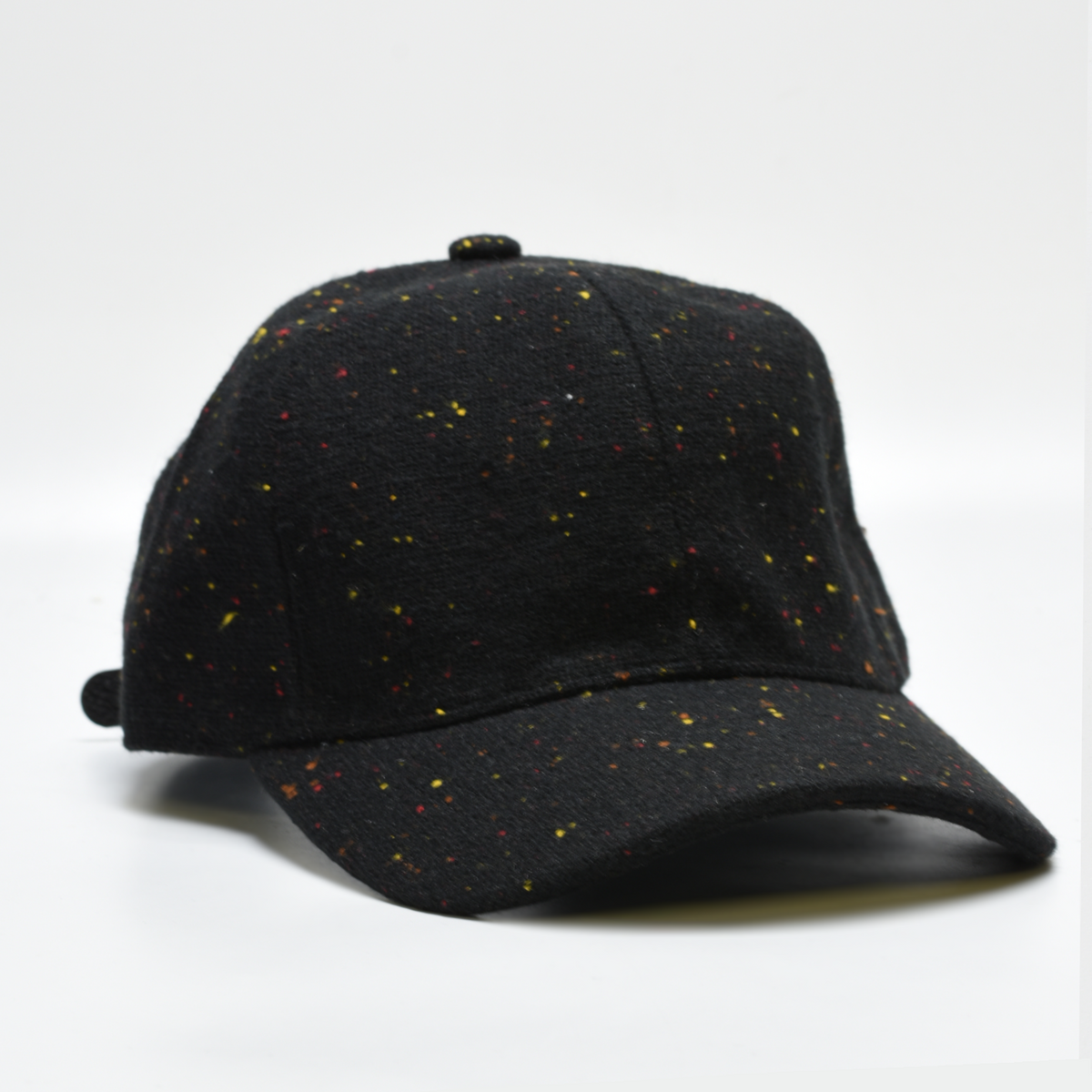 Speckled Black Wool Baseball Hat