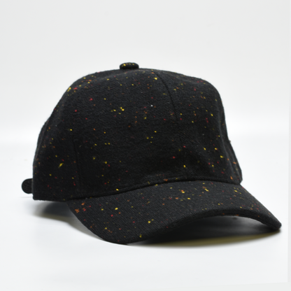 Speckled Black Wool Baseball Hat