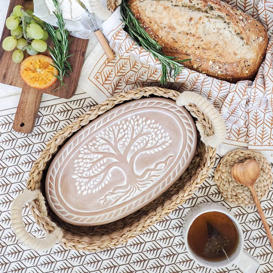Handmade Bread Warmer & Wicker Basket - Tree of Life Oval Pattern