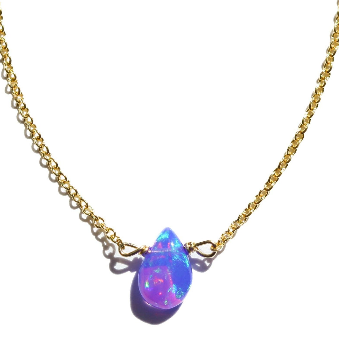 Purple Fire Opal 14kt Gold Fill Necklace