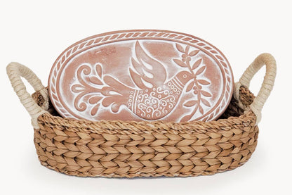 Dove & Olive Branch Handmade Bread Warmer & Wicker Basket