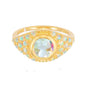 Round Angel Aura Quartz & Simulated Opals 18kt Gold Vermeil Ring - Size 6