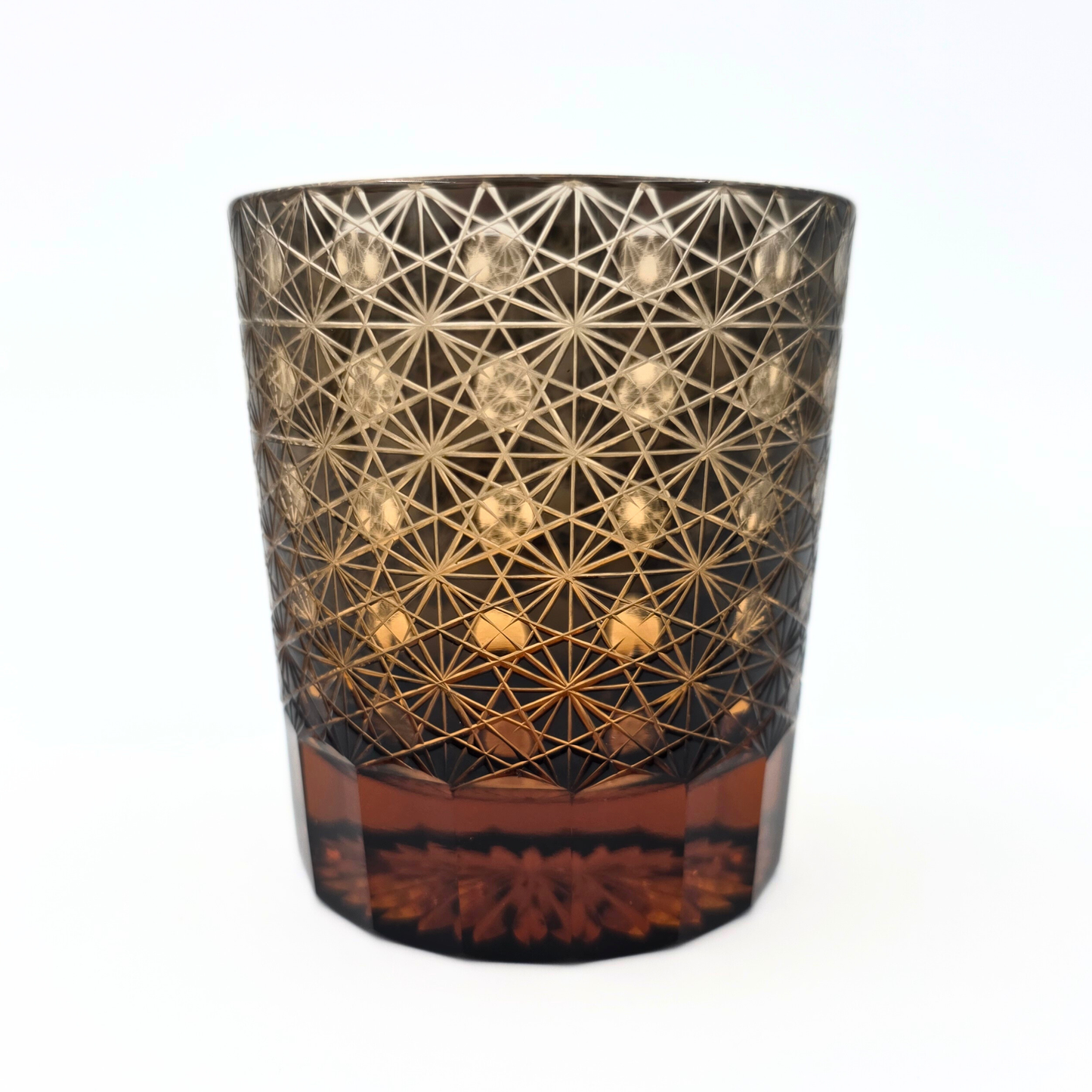 Dark Coffee Hand Cut Gatsby Rocks Glass