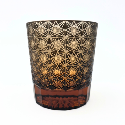 Dark Coffee Hand Cut Gatsby Rocks Glass