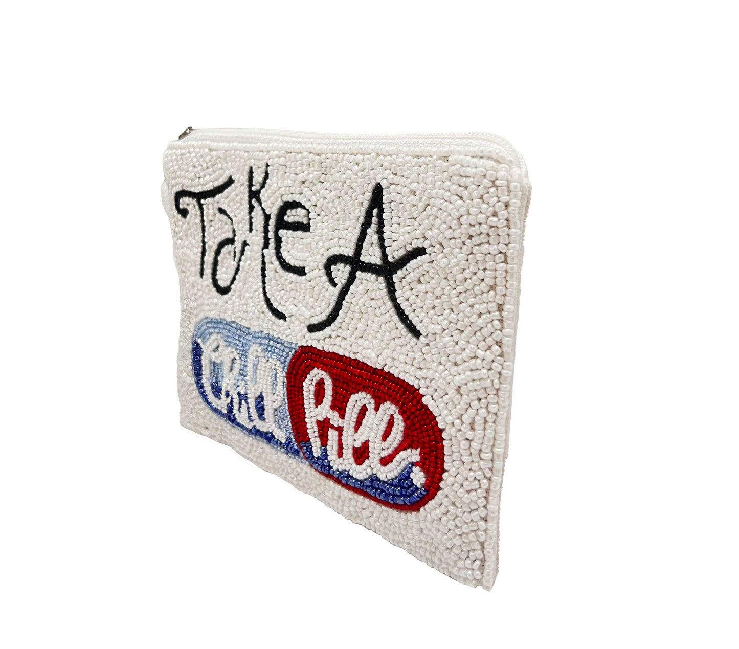 TAKE A CHILL PILL  Beaded Coin Purse