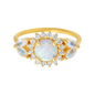 Simulated Opal & Natural Rainbow Moonstone 18kt Gold Vermeil Cocktail Ring - Size 5