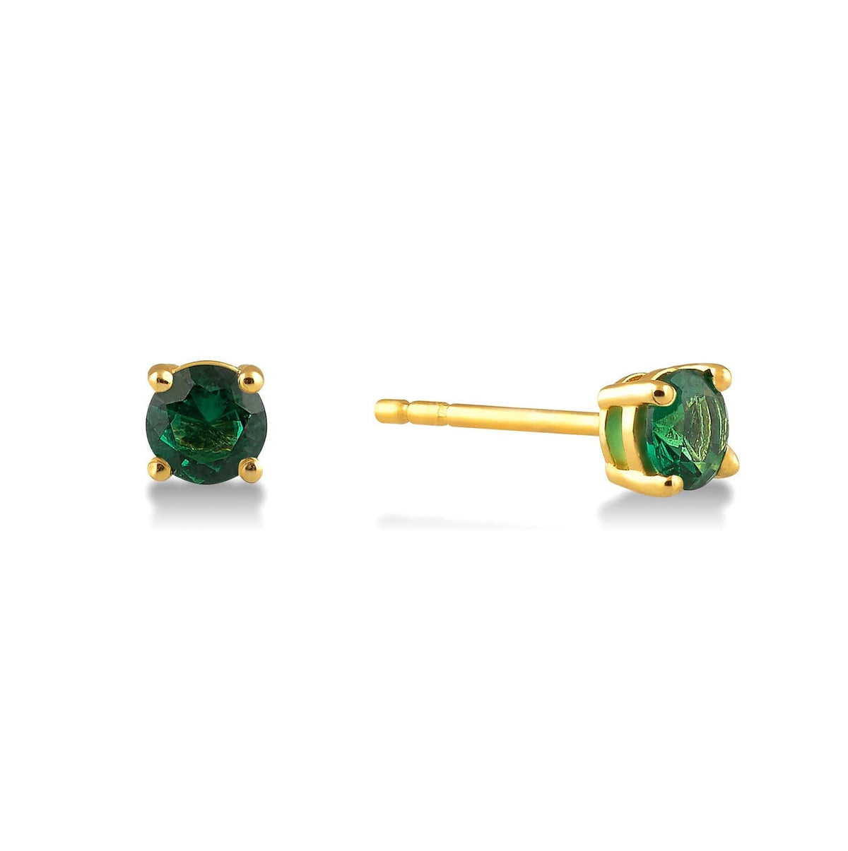 Natural Emerald 14k Gold Vermeil Stud Earrings
