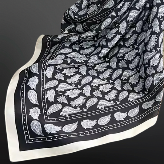 Black & White Western Paisley Scarf