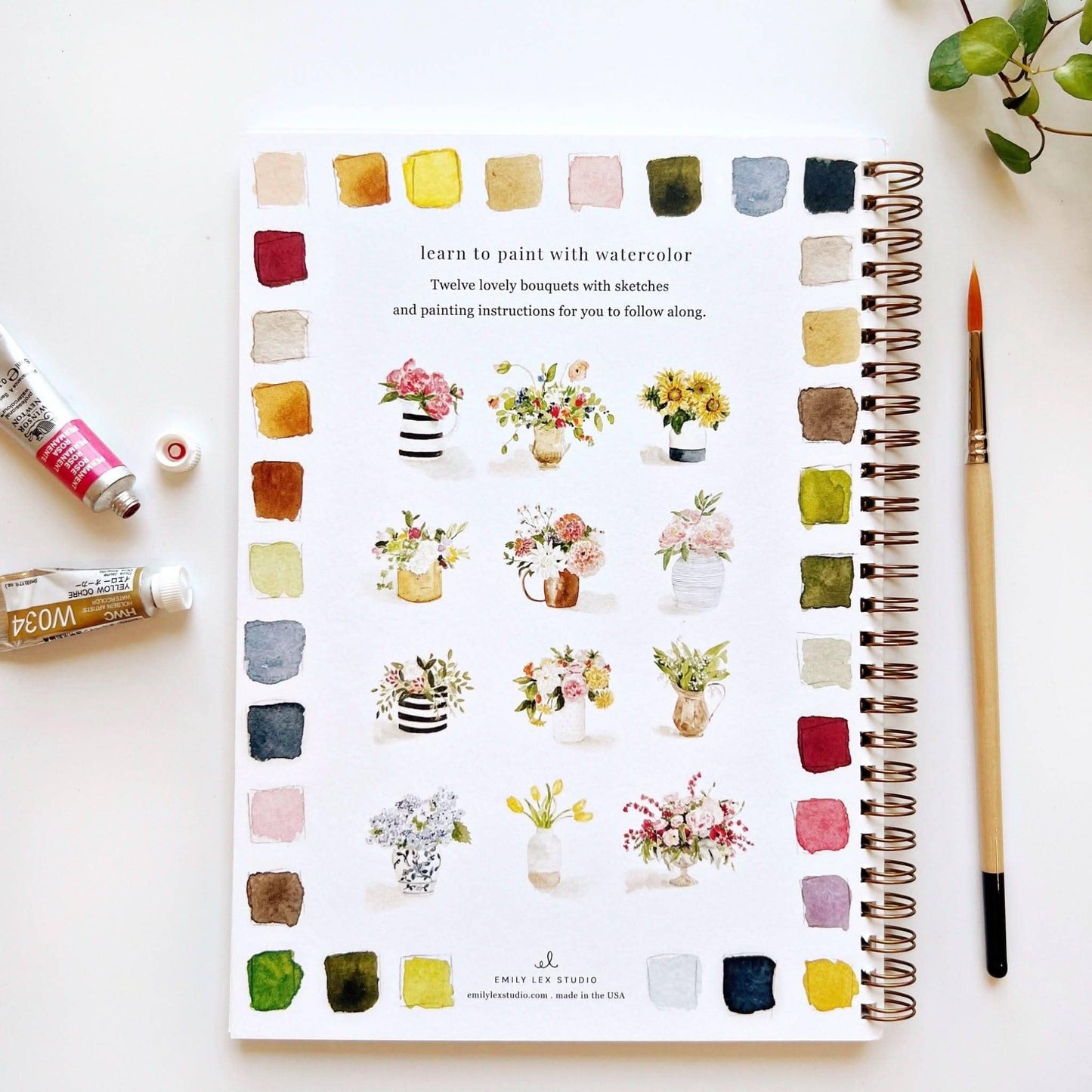 Bouquets Watercolor Workbook by Watercolor Artist Emily Lex