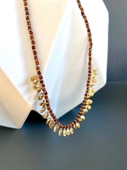 18kt Gold Fringe & Garnet Necklace