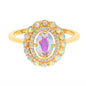 Oval Angel Aura Quartz & Simulated Opals 18kt Gold Vermeil Ring - Size 6