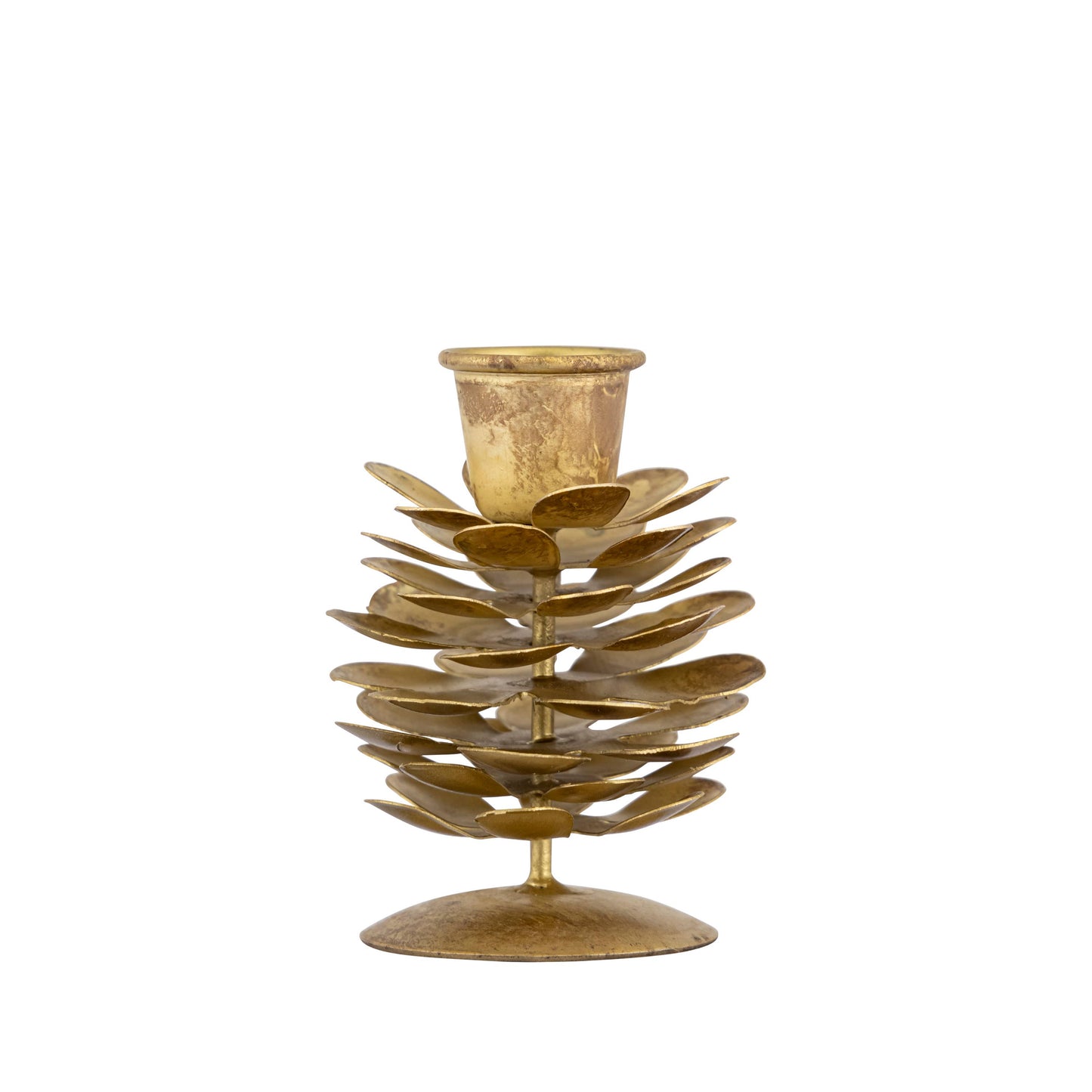 Gold Pinecone Taper Candle Holder