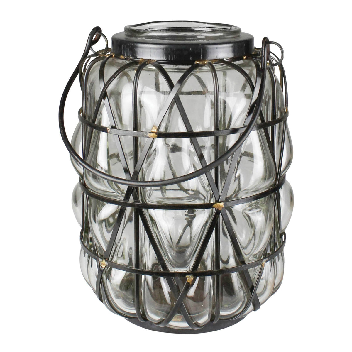 Medium Blown Glass Iron Framed Hurricane