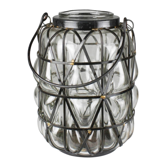 Medium Blown Glass Iron Framed Hurricane