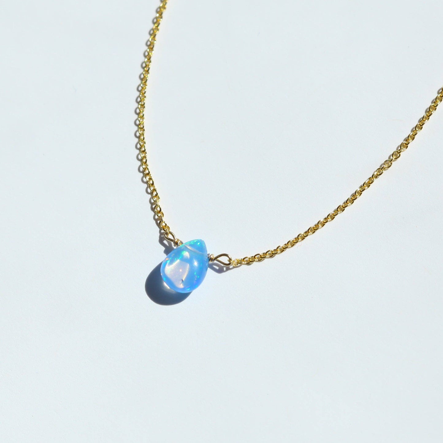 Blue Fire Opal 14K Gold Fill Necklace