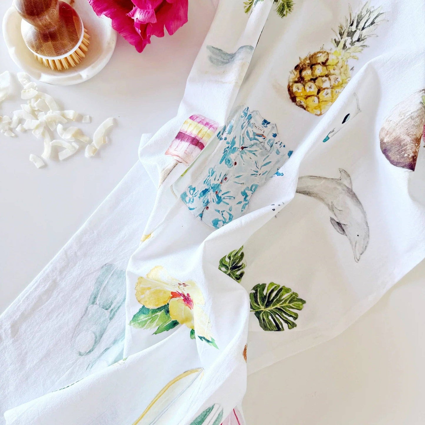 Tropical 100% Cotton Tea Towel by Watercolor Artist Emily Lex