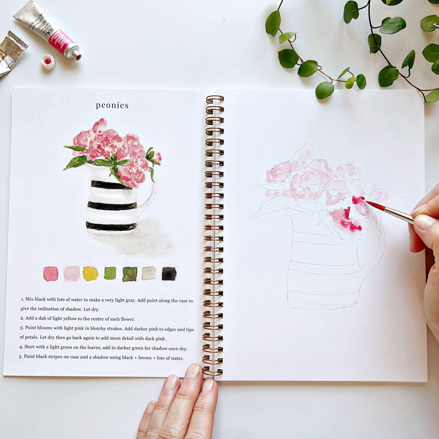 Bouquets Watercolor Workbook by Watercolor Artist Emily Lex