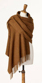 Chocolate Merino Wool Pashmina Shawl Wrap - Made in England