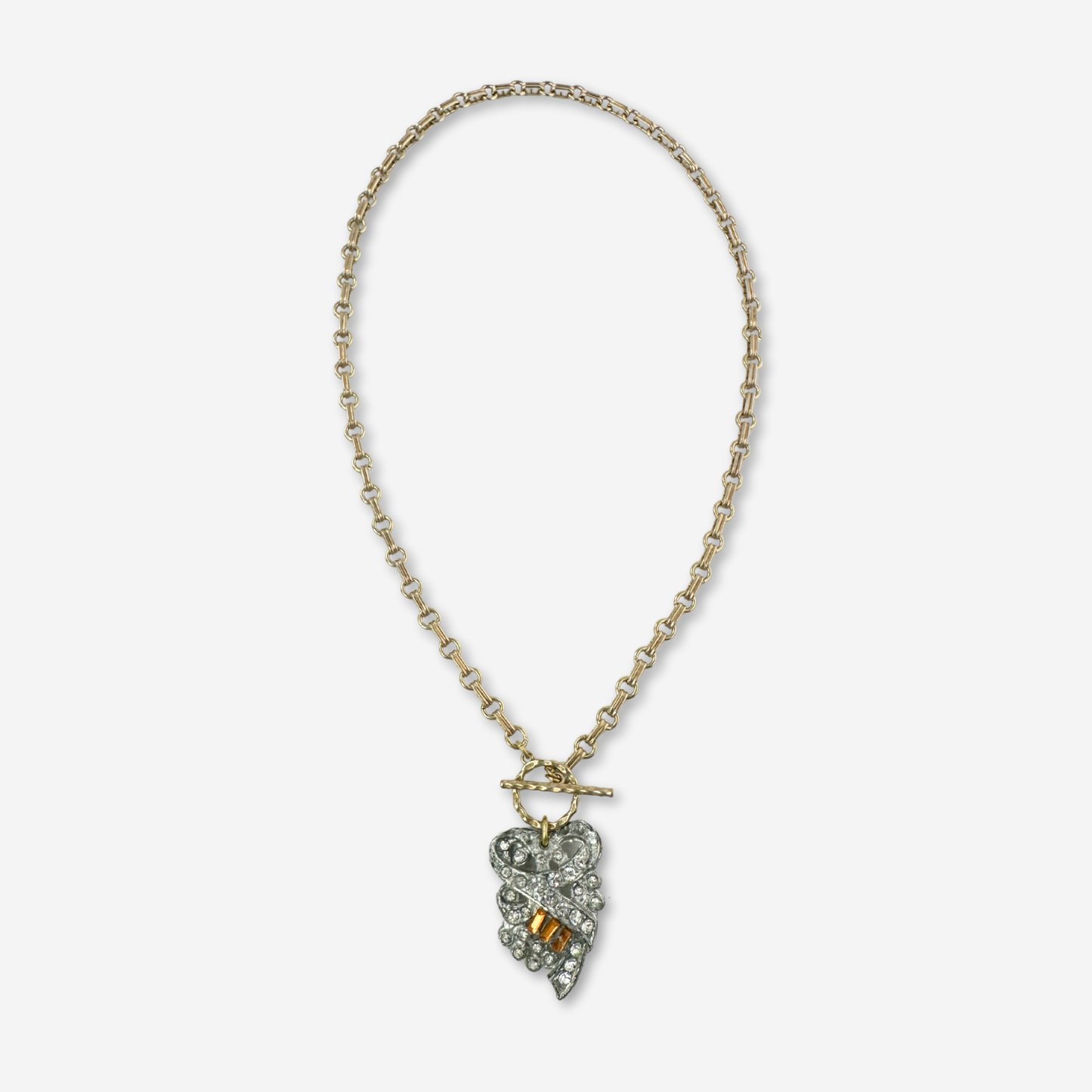 The Phoebe- Vintage Refashioned Art Deco Orange Rhinestone Necklace