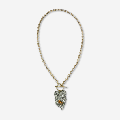 The Phoebe- Vintage Refashioned Art Deco Orange Rhinestone Necklace