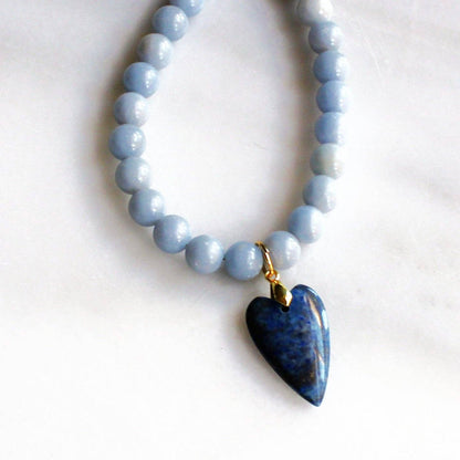 Lapis Lazuli Heart & Angelite Necklace