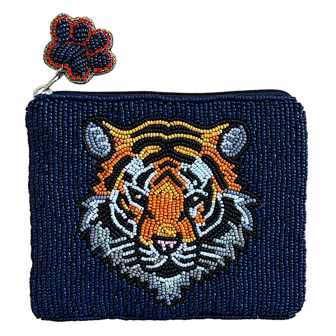 Tiger Blue Beaded Coin Purse/Small Clutch