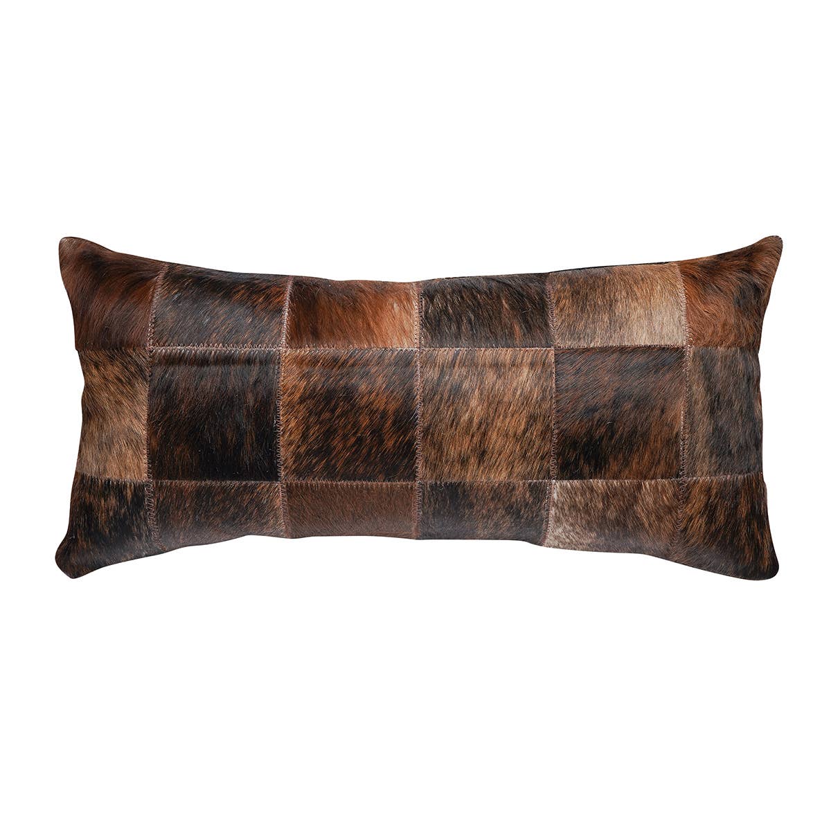 Brindle Cowhide Patchwork Lumbar Pillow