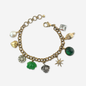 The Charlene - Repurposed Vintage Green & Gold Charm Bracelet