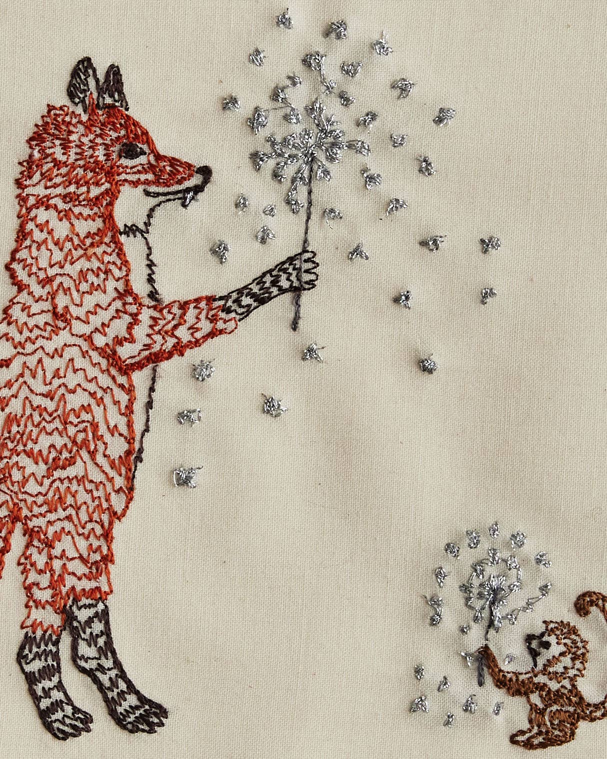 Sparkler Friends Beaded Framed Embroidered Textile by Coral & Tusk