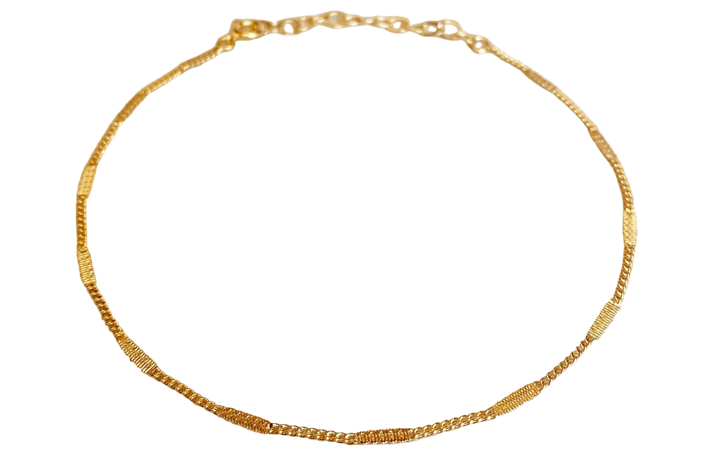 18k Gold Filled Pressed Detail Chain Anklet